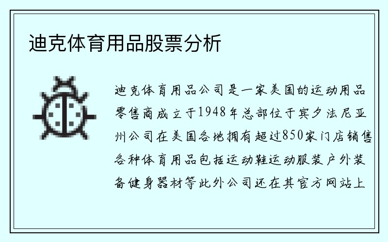 迪克体育用品股票分析