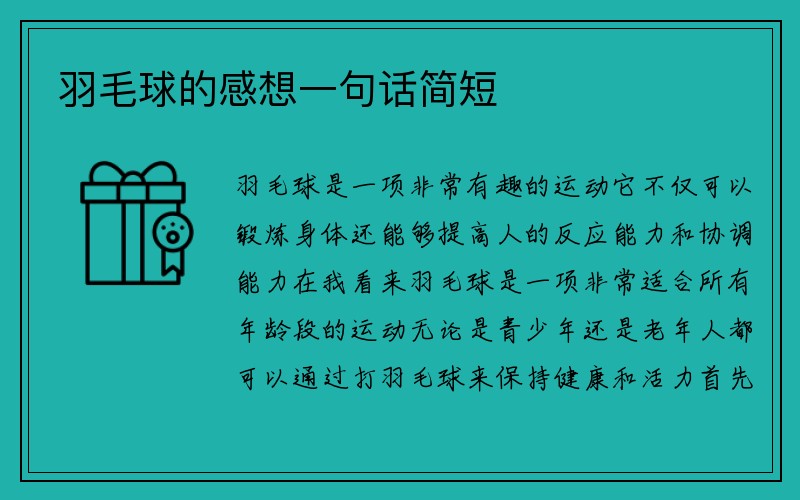 羽毛球的感想一句话简短