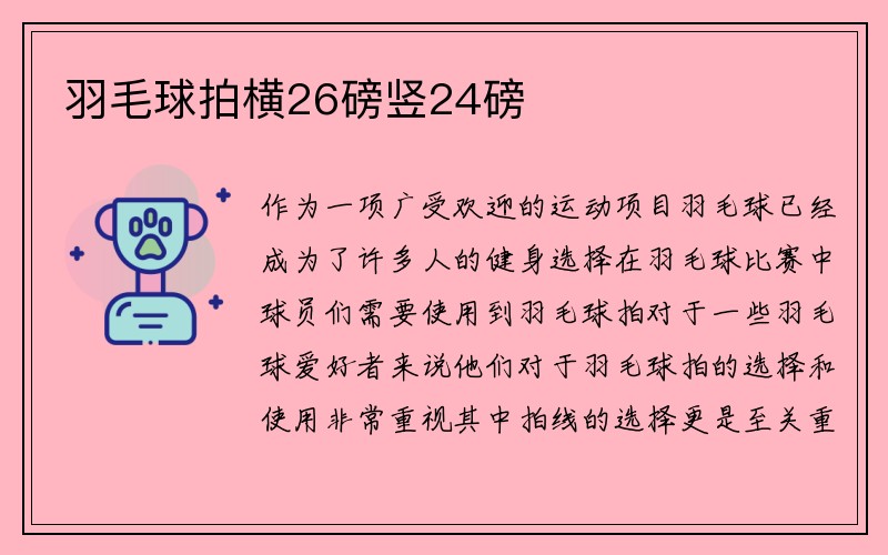 羽毛球拍横26磅竖24磅